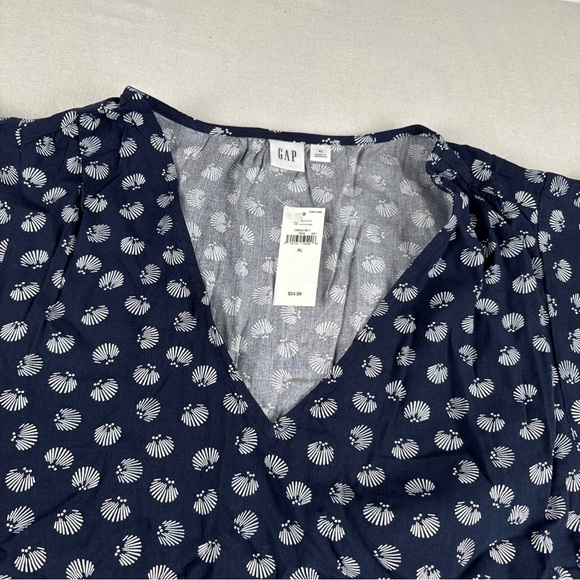 New! Gap Navy Blue Seashell AOP Dress V Neck Sleeveless XL Coastal Beach Resort - Picture 7 of 10